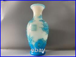 Collection China Colored Glaze Carved Exquisite Crane Vase Home Decor Rare Art