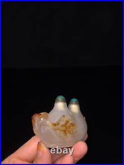 Collection Chinese Antique Agate Carved Exquisite Statue Snuff Bottle Rare Art