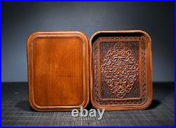 Collection Chinese Antique Boxwood Beautiful Carving Exquisite Box Nice Art Work