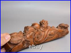 Collection Chinese Antique Boxwood Carved Children Exquisite Ruyi Statue Decor