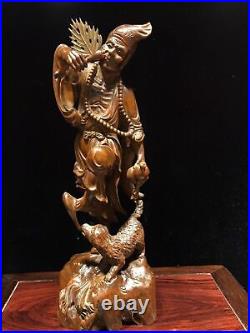Collection Chinese Antique Boxwood Carved Exquisite Ji Gong Buddha Statue Art
