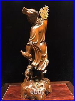 Collection Chinese Antique Boxwood Carved Exquisite Ji Gong Buddha Statue Art