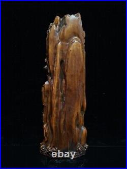 Collection Chinese Antique Boxwood Carved Kwan-yin Statue Pine Decor Sculpture