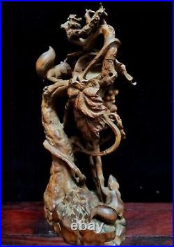 Collection Chinese Antique Boxwood Sculpture Carved Beautiful Statue Home Decor