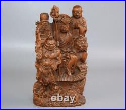 Collection Chinese Antique Boxwood Wood Carving Buddha Statue Bodhisattva Statue