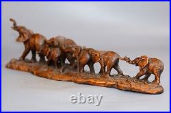 Collection Chinese Antique Boxwood Wood Carving Exquisite Elephant Statue Art