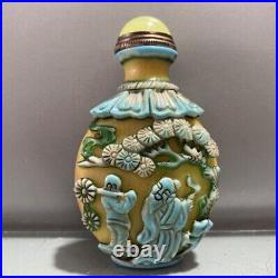 Collection Chinese Antique Colored Glazed Carved Figure-story Nice Snuff Bottle
