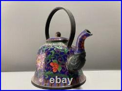 Collection Chinese Antique Copper Cloisonne Exquisite Teapot Tea Set