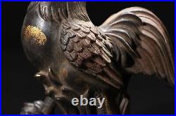 Collection Chinese Antique Copper Handmade Exquisite Rooster Statue Sculpture
