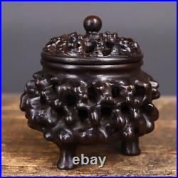 Collection Chinese Antique Ebony Carving Exquisite Incense Burner Statue Art