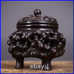 Collection Chinese Antique Ebony Carving Exquisite Incense Burner Statue Art