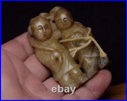 Collection Chinese Antique Hetian Jade Carved Children Nice Statue Art Figurine