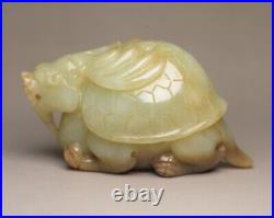 Collection Chinese Antique Hetian Jade Carved Dragon Turtle Exquisite Statue