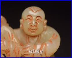 Collection Chinese Antique Hetian Jade Carved Exquisite Children Statue Figurine