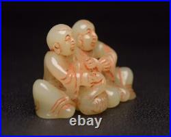 Collection Chinese Antique Hetian Jade Carved Exquisite Children Statue Figurine