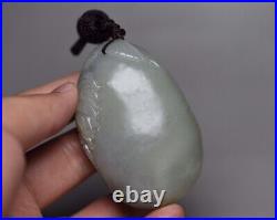 Collection Chinese Antique Hetian Jade Carved Nice Flower Bird Pendant Jewelry