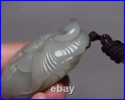 Collection Chinese Antique Hetian Jade Carved Nice Flower Bird Pendant Jewelry