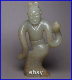 Collection Chinese Antique Hetian Jade Hand Carved Exquisite Figure Statue