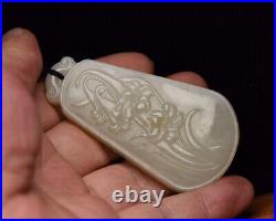 Collection Chinese Antique Hetian Jade Hand Carved Exquisite Pendant Jewelry