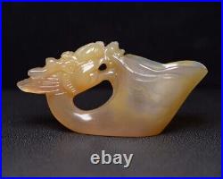 Collection Chinese Antique Natural Agate Carved Beautiful Beast Cup Rare Art