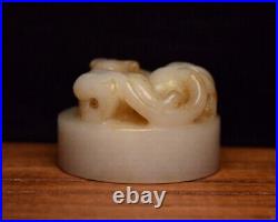 Collection Chinese Antique Natural Hetian Jade Carved Animal Nice Seal Statue