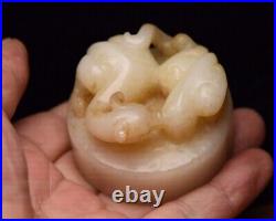 Collection Chinese Antique Natural Hetian Jade Carved Animal Nice Seal Statue