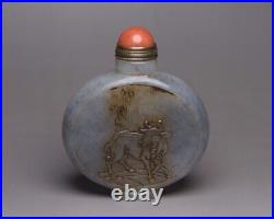 Collection Chinese Antique Natural Hetian Jade Carved Animal Statue Snuff Bottle
