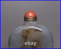 Collection Chinese Antique Natural Hetian Jade Carved Animal Statue Snuff Bottle