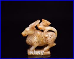 Collection Chinese Antique Natural Hetian Jade Carved Auspicious Beast Statue