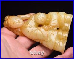 Collection Chinese Antique Natural Hetian Jade Carved Character Statue Gift Art