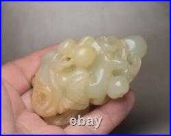 Collection Chinese Antique Natural Hetian Jade Carved Exquisite Child Statue Art