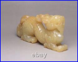 Collection Chinese Antique Natural Hetian Jade Carved Exquisite Dragon Statue