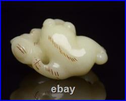 Collection Chinese Antique Natural Hetian Jade Carved Exquisite Frog Statue
