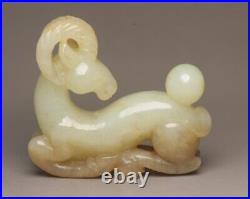 Collection Chinese Antique Natural Hetian Jade Carved Nice Sheep Statue Gift Art