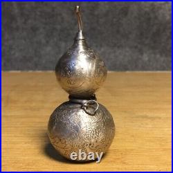 Collection Chinese Antique Pure Silver Handmade Exquisite Gourd Snuff Bottles