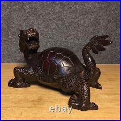 Collection Chinese Antique Vintage Copper Carved Dragon Turtle Exquisite Statue