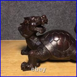 Collection Chinese Antique Vintage Copper Carved Dragon Turtle Exquisite Statue