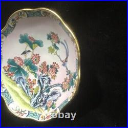 Collection Chinese Antique Vintage Copper Cloisonne Flower Bird Plate Home Decor