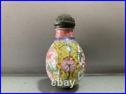 Collection Chinese Antique Vintage Copper Enamel Nice Flower Bird Snuff Bottle