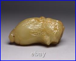 Collection Chinese Antique Vintage Hetian Jade Carved Chinese Cabbage Statue Art