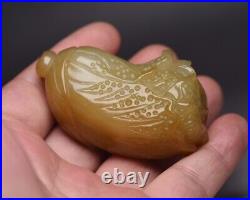 Collection Chinese Antique Vintage Hetian Jade Carved Chinese Cabbage Statue Art