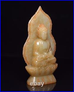 Collection Chinese Antique Vintage Hetian Jade Carved Exquisite Buddha Statues