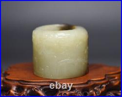 Collection Chinese Antique Vintage Natural Hetian Jade Carved Nice Thumb Ring
