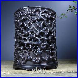 Collection Chinese Antique Vintage Wooden Sandalwood Carved Exquisite Brush Pot