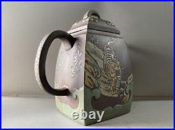 Collection Chinese Antique Yixing Zisha Clay Teapot Painted Tiger Teapot Tea Set