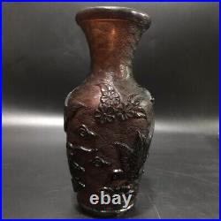 Collection Chinese Colored Glaze Carved Fretwork Flower Bird Vase Home Decor Art