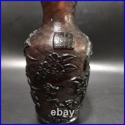 Collection Chinese Colored Glaze Carved Fretwork Flower Bird Vase Home Decor Art