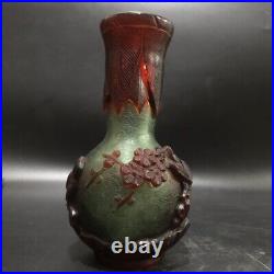 Collection Chinese Colored Glaze Intricately Carved Flower Bird Vase Home Decor
