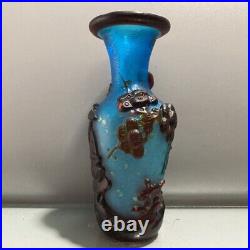 Collection Decoration Chinese Antique Old Beijing Glaze Carved Figure-story Vase