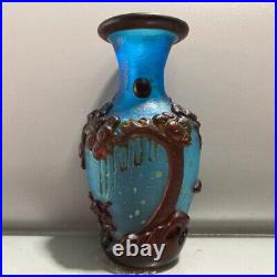 Collection Decoration Chinese Antique Old Beijing Glaze Carved Figure-story Vase